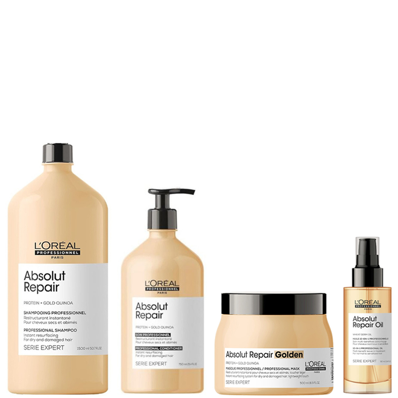 Absolut Repair | Zestaw regenerujący do włosów: szampon 1500ml + odżywka 750ml + maska lekka formuła 500ml + olejek 90ml