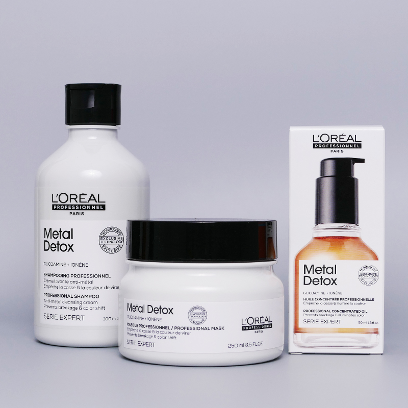 Metal Detox | Rytuał neutralizujący metale we włosach: szampon 300ml + maska 250ml + olejek 50ml 