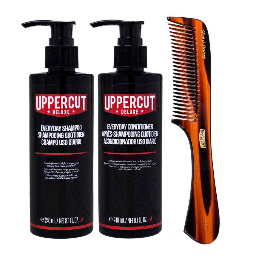 Everyday | Zestaw do codziennego stosowania dla mężczyzn: szampon 240ml + odżywka 240ml + grzebień do włosów