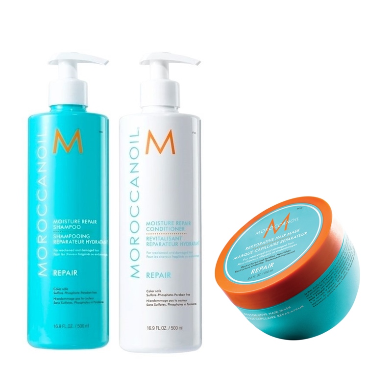 Moisture Repair and | Zestaw regenerująco-nawilżający: szampon 500ml + odżywka 500ml + maska 500ml