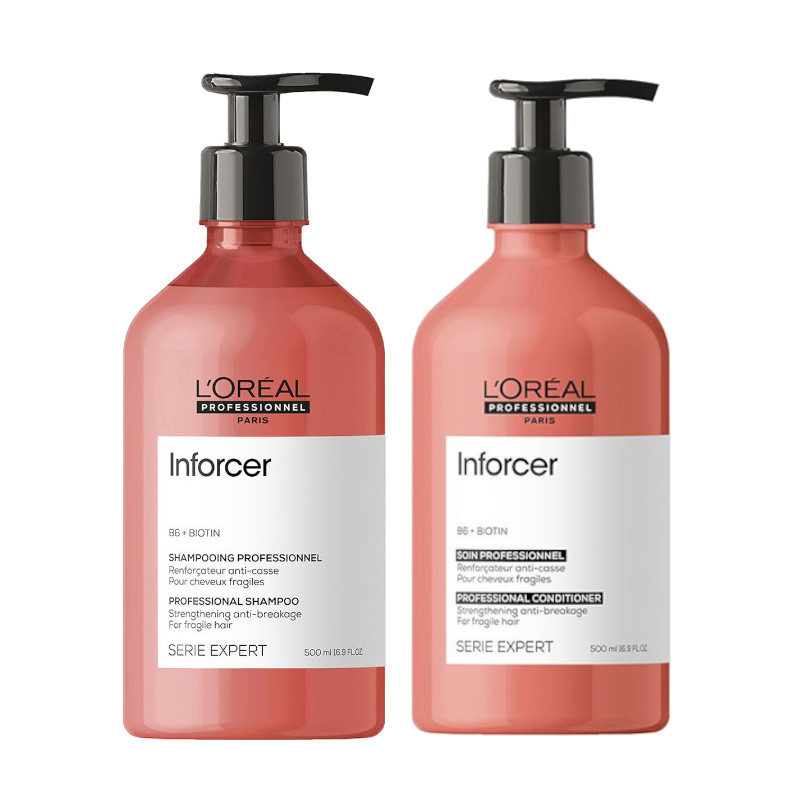 Inforcer | Zestaw do włosów łamliwych: szampon 500ml + odżywka 500ml 