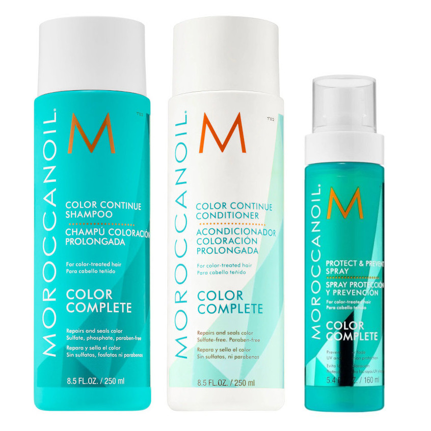 Color Continue | Zestaw do włosów farbowanych: szampon 250ml + odżywka 250ml + spray termoochronny 160ml