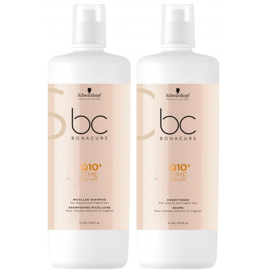 BC Q10 Time Restore | Zestaw odbudowujący do włosów dojrzałych: szampon 1000ml + odżywka 1000ml