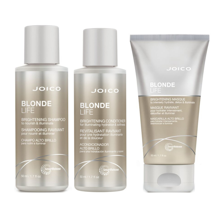 Blonde Life | Minizestaw do włosów blond: szampon 50ml + odżywka 50ml + maska 50ml