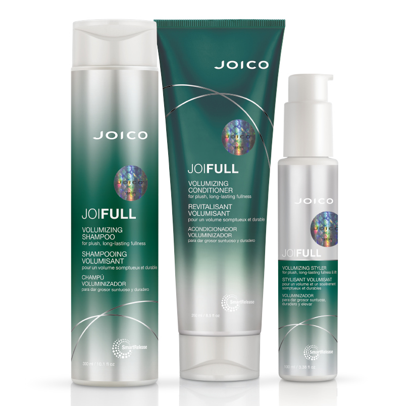 JoiFull | Zestaw zwiększający objętość włosów: szampon 300ml + odżywka 250ml + termoochronny krem 100ml