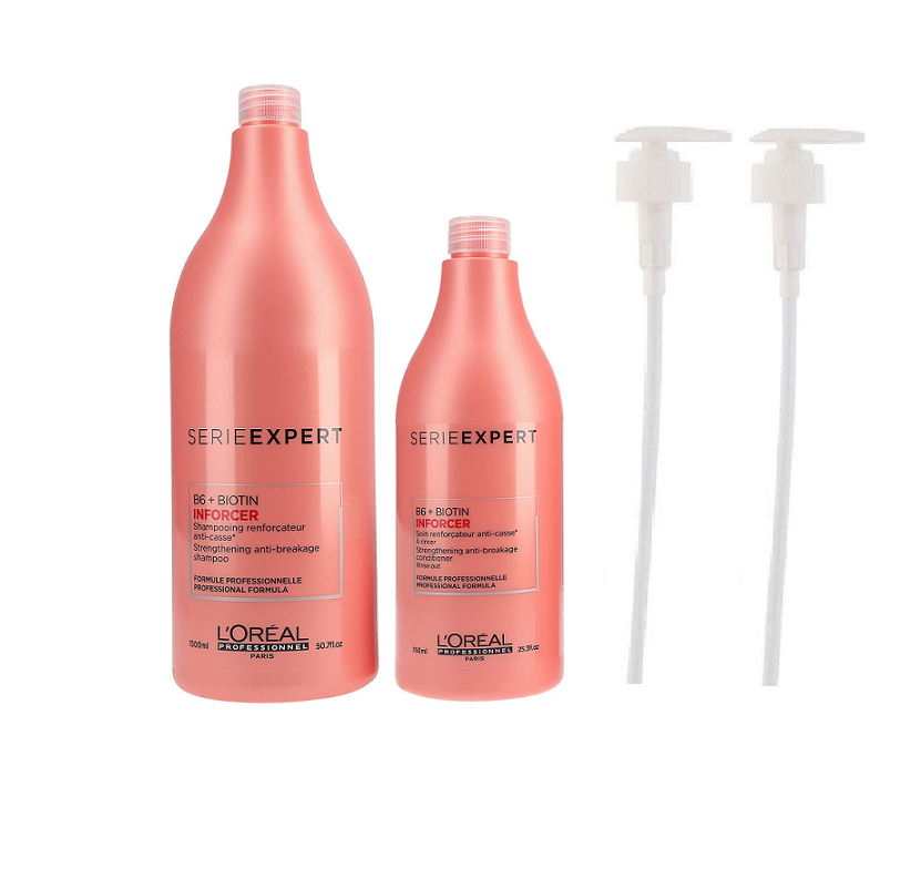 Inforcer | Zestaw do włosów łamliwych: szampon 1500ml, odżywka 750ml + 2x POMPKA W PREZENCIE