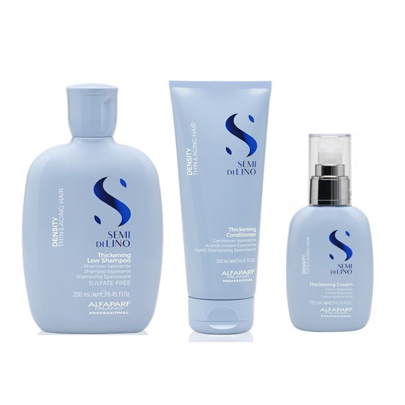 Semi Di Lino Thickening | Mini rytuał nadający objętość włosom cienkim: szampon 250ml +  odżywka 200ml +  krem 125ml