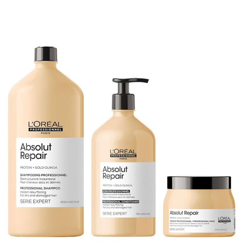 Absolut Repair | Zestaw regenerujący do włosów: szampon 1500ml + odżywka 750ml + maska 500ml