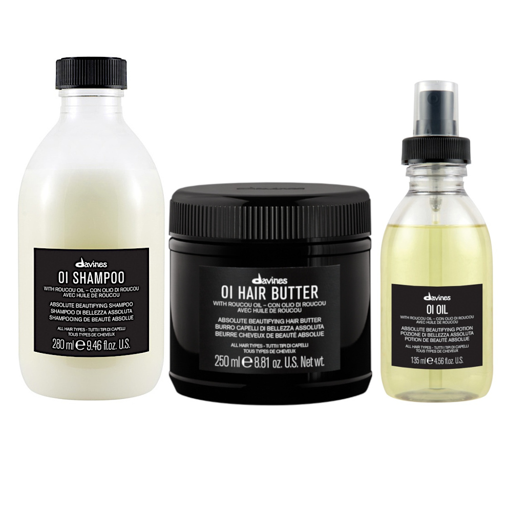 OI Oil | Zestaw do każdego rodzaju włosów: szampon 280ml + masło do włosów 250ml + olejek 135ml