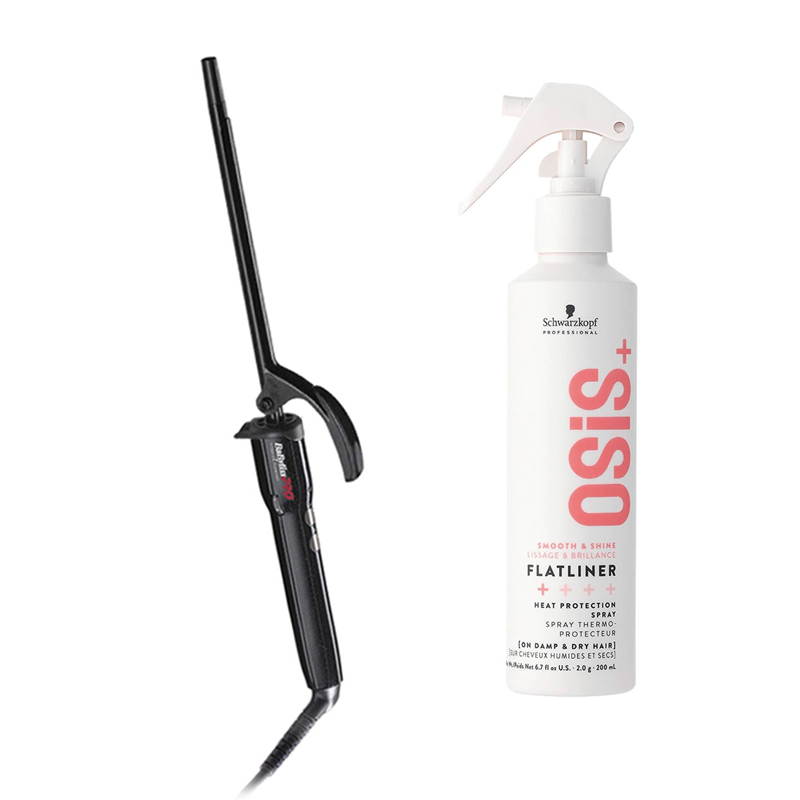 Advanced Curl and Osis Flatliner | Zestaw do włosów: bardzo długa i cienka lokówka 10mm + termoochronny spray