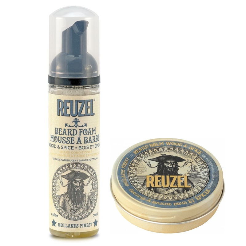 Travel Kit Wood&Spice Beard | Zestaw z kosmetyczką: balsam do brody 35g + pianka do brody 75ml