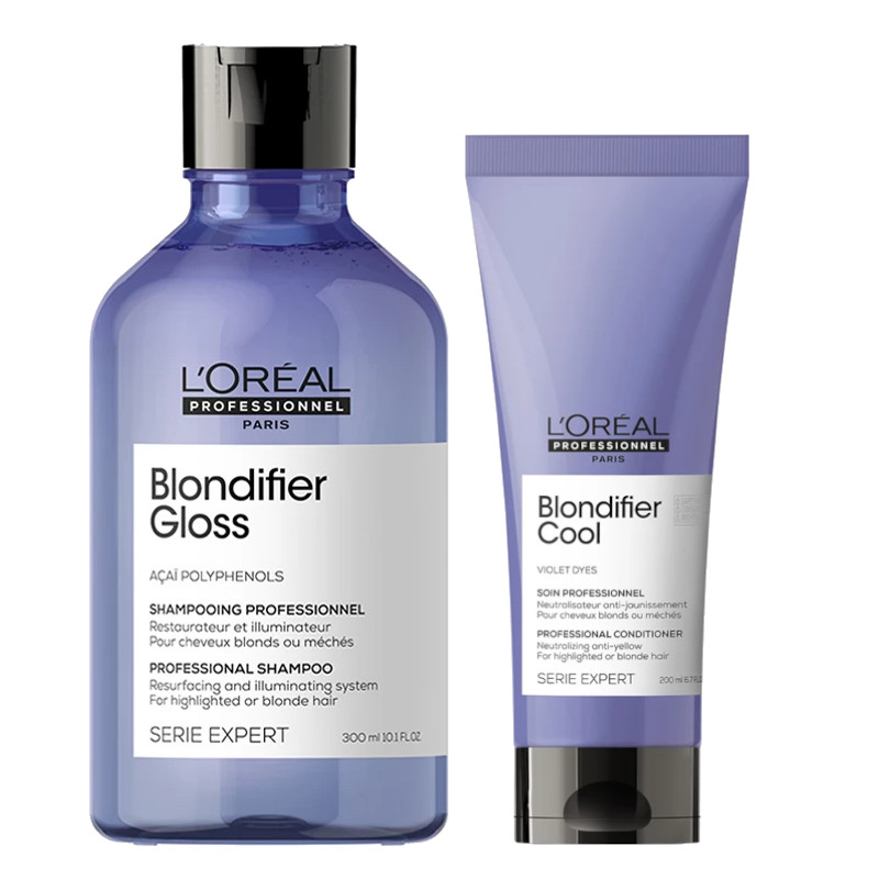 Loreal Blondifier Gloss | Zestaw pielęgnacyjny do włosów blond: szampon 300ml + odżywka 200ml