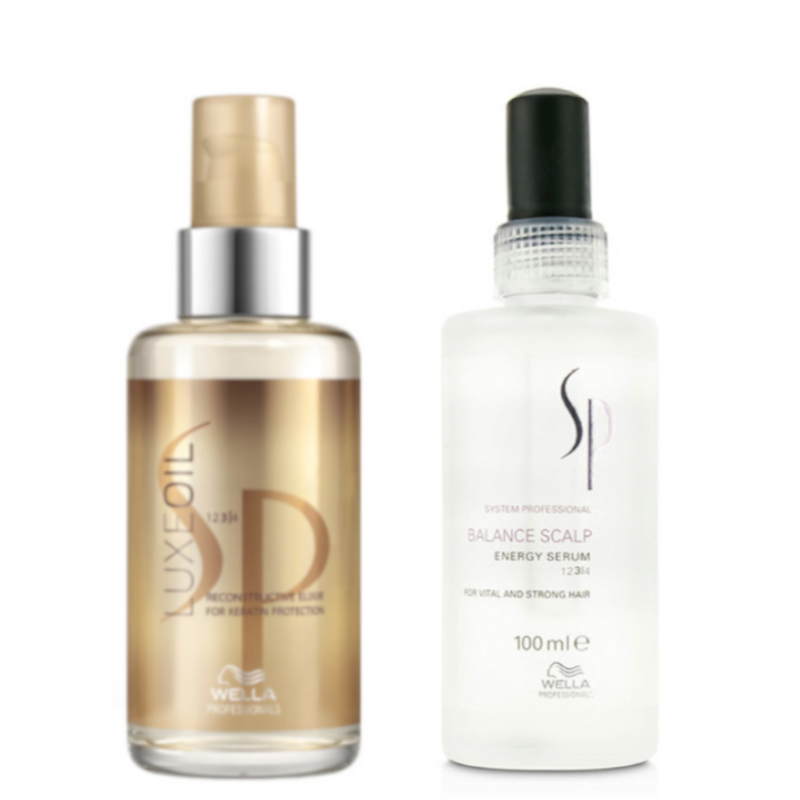 SP Luxe Oil and SP Balance Scalp Energy | Zestaw: Elixir pielęgnujący do włosów 100ml + Serum przeciw wypadaniu włosów 100ml