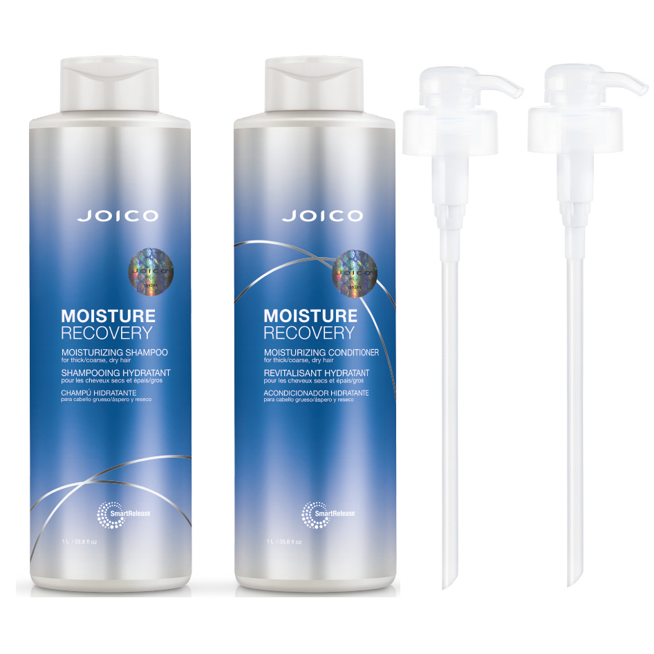 Moisture Recovery | Zestaw do włosów suchych: szampon 1000ml + odżywka 1000ml + 2x Pompka