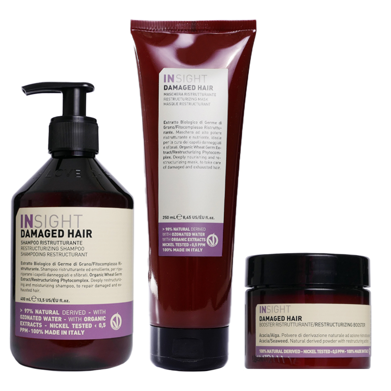 Damaged Hair Restructuring | Zestaw do włosów zniszczonych: szampon 400ml + maska 250ml + kuracja 35g
