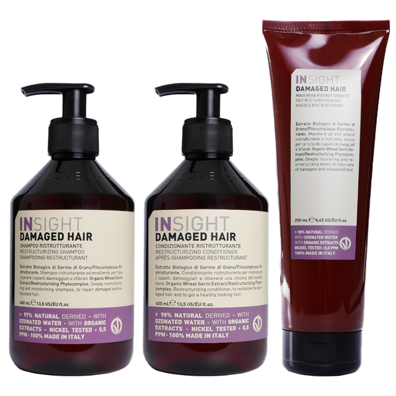 Damaged Hair Restructuring | Zestaw do włosów zniszczonych: szampon 400ml + odżywka 400ml + maska 250ml 