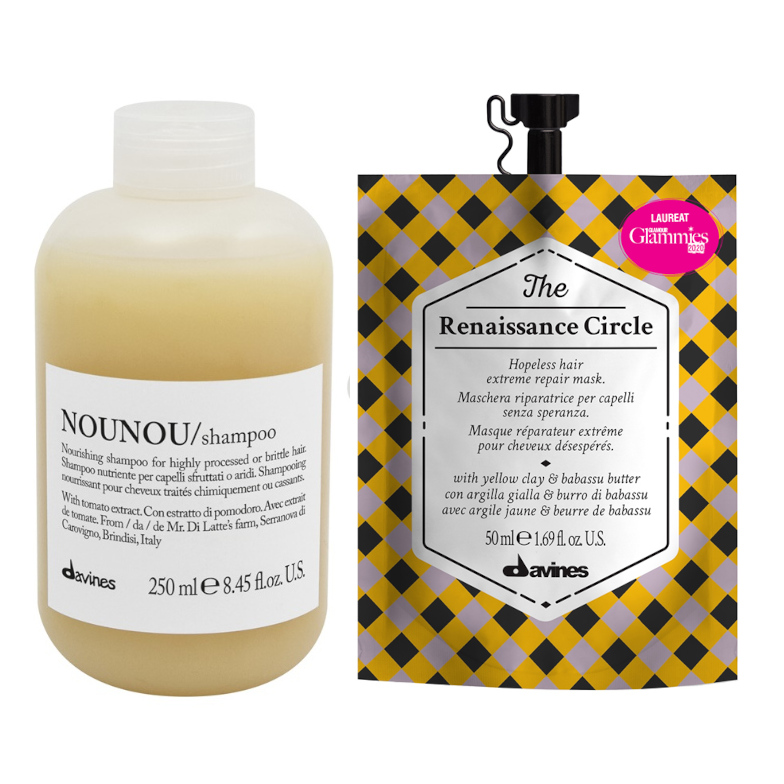 Nounou and Renaissance | Zestaw do włosów zniszczonych: szampon 250ml + maska regenerująca 50ml
