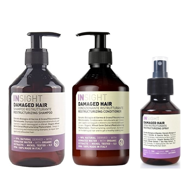 Damaged Hair Restructuring | Zestaw do włosów zniszczonych: szampon 400ml + odżywka 400ml + spray 100ml