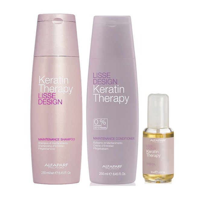 Keratin Therapy Maintenance | Zestaw podtrzymujący efekt wygładzenia: szampon 250ml + odżywka 250ml + olejek 50ml
