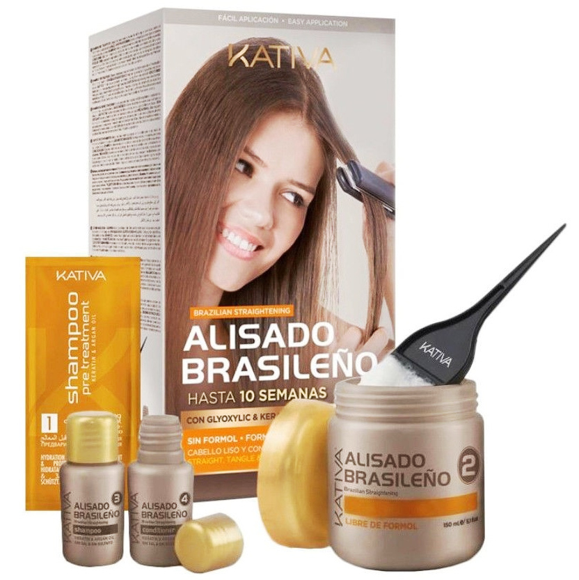 Alisado Brasileno Brazilian Straightening | Zestaw do keratynowego prostowania włosów: szampon przed zabiegiem 15ml + szampon po zabiegu 30ml + odżywka 30ml + maska prostująca 150ml