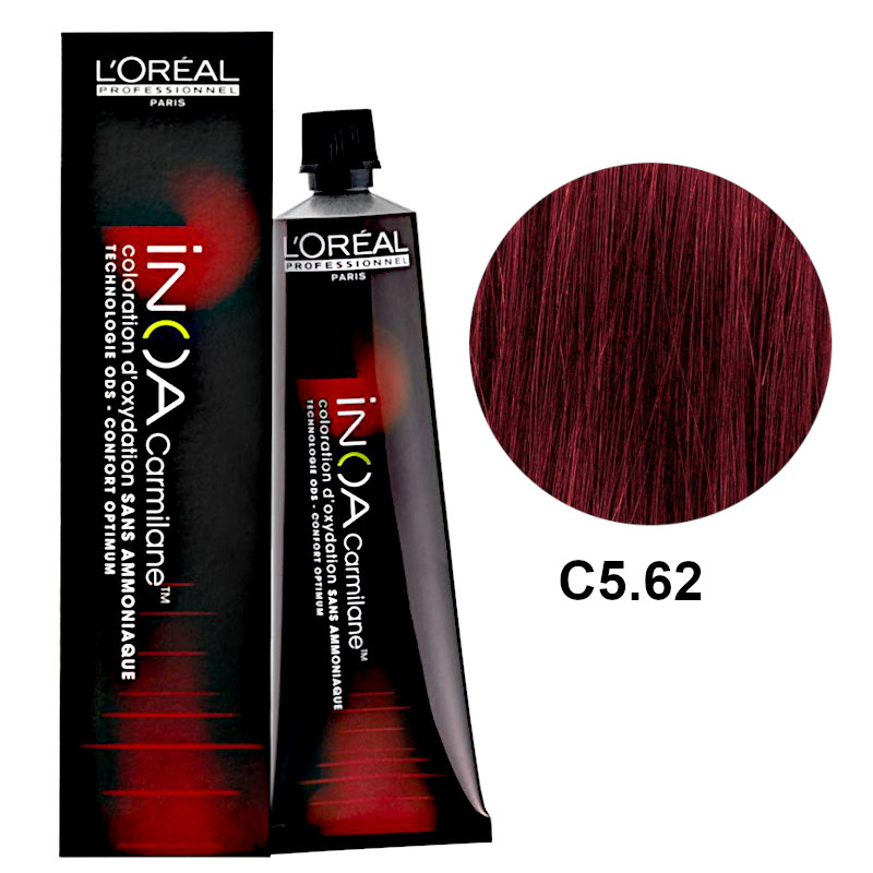 Inoa C5.62 | Bezamoniakowa trwała farba do włosów - kolor C5.62 jasny brąz mahoniowo-opalizujący 60g