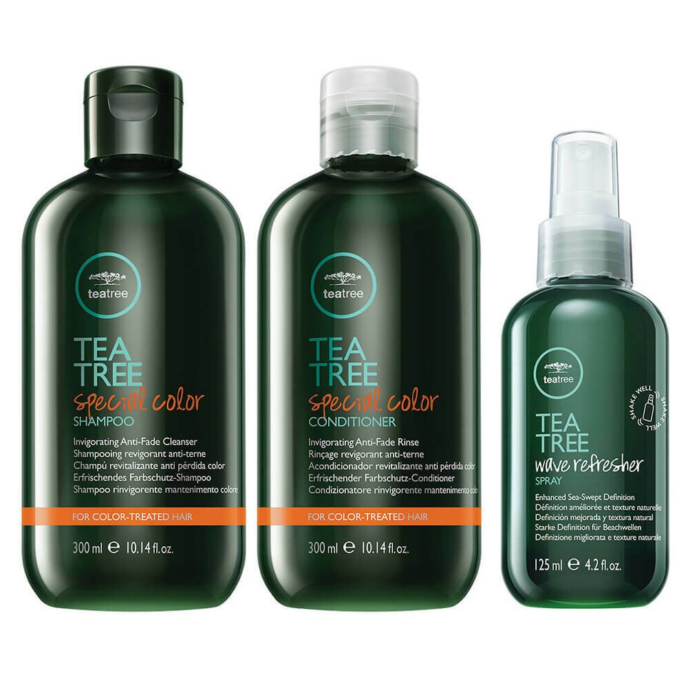 Tea Tree Special Color | Zestaw do włosów farbowanych: szampon 300ml + odżywka 300ml + spray stylizujący 125ml + torba