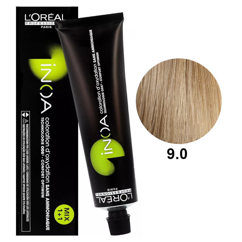 Inoa 9.0 | Bezamoniakowa trwała farba do włosów - kolor 9.0 bardzo jasny blond intensywny 60g