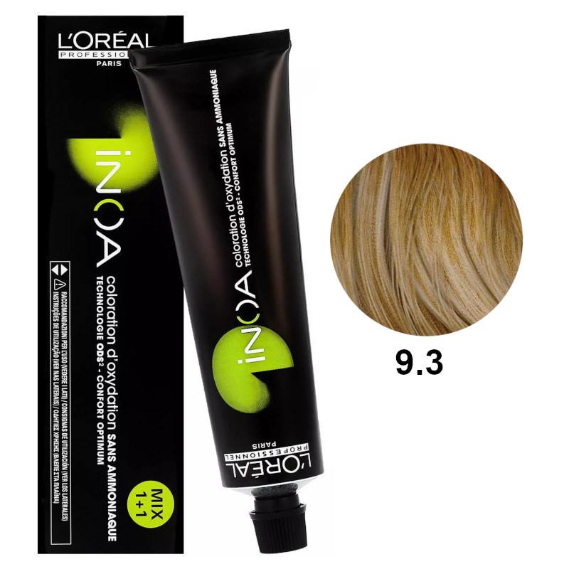 Inoa 9.3 | Bezamoniakowa trwała farba do włosów - kolor 9.3 bardzo jasny blond złocisty 60g